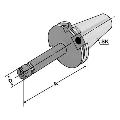 Цанговый патрон (хвостовик SK 30-1/10-70 по DIN 69871 AD) для  цанг ER16 - Mini