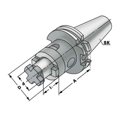 Оправка Combi для установки торцевых фрез (хвостовик SK 40-27-160) по DIN 69871 AD/B