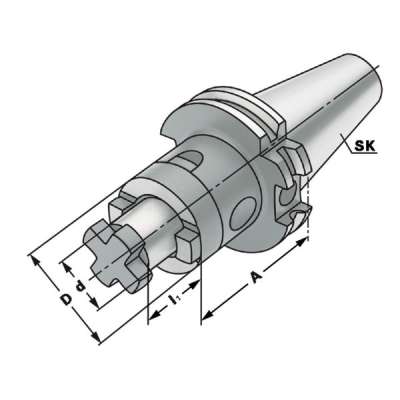 Оправка Combi для установки торцевых фрез (хвостовик SK 50-40-55) по DIN 69871 AD/B