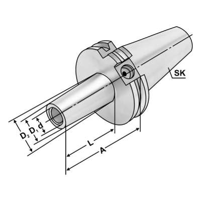 Фрезерная оправка (хвостовик SK40-M12-119 по DIN 69871 AD/B) для закрепления фрез с резьбовым хвостовиком