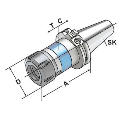 Резьбонарезной патрон синхронизирующий (хвостовик SK50 - M3-M12 по DIN 69871 AD) для цанг ER16 - 79
