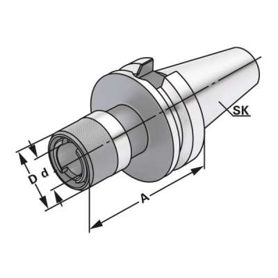 Резьбонарезной патрон (хвостовик BT 40 - M5-M22 - Gr.2 по JIS B 6339 (MAS-BT) AD) без компенсации длины