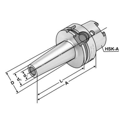 Фрезерная оправка (хвостовик HSK-A 63-M12-101 по DIN 69893) для закрепления фрез с резьбовым хвостовиком