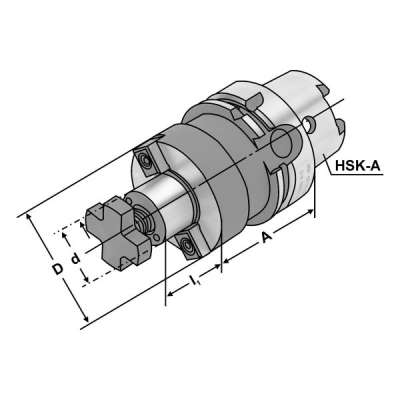 Оправка для установки торцевой фрезы (хвостовик HSK-А 63-27-60 по DIN 69893) с увеличенной опорной поверхностью