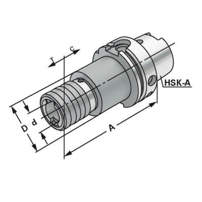 Резьбонарезной патрон (хвостовик HSK-A 63 M5-M22 - Gr.2 по DIN 69893) с компенсацией длины