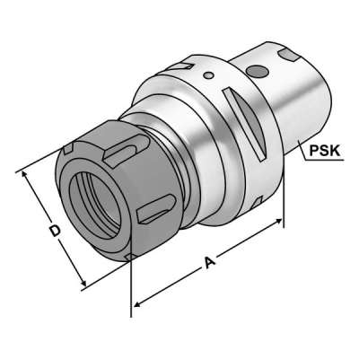 Цанговый патрон (хвостовик PSK 50-2/13-100 по DIN 26623) для цанг ER20 DIN 6499 (ISO 15488)