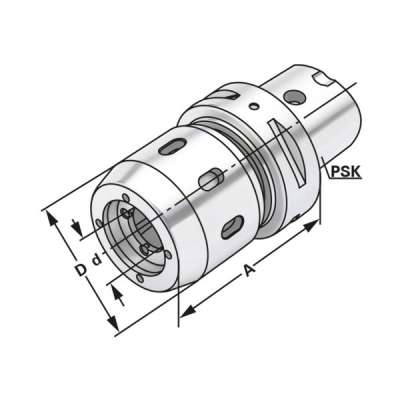 Высокопроизводительный фрезерный патрон (хвостовик PSK 63-20-75 по ISO 26623) для цанг HKS