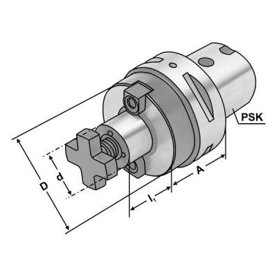 Оправка для установки торцевой фрезы (хвостовик PSK 63-22-40 по ISO 26623) с увеличенной опорной поверхностью