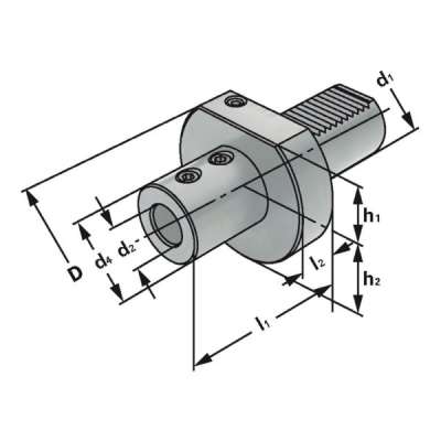 Державка для сверл со сменными режущими пластинами E1-40x16 по DIN 69880 (ISO 10889)