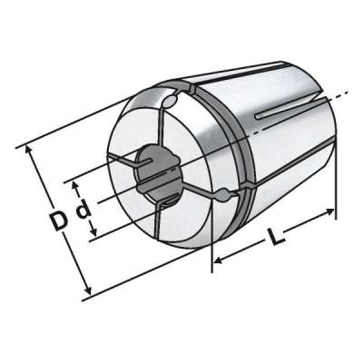 Цанги с каналами СОЖ вдоль инструмента (430ECC/ER25) для Ø 4 по DIN 6499 B (ISO 15488 B)
