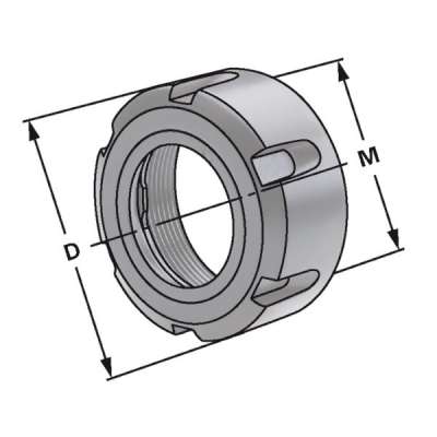 Шестигранная зажимная гайка (ER16 | 1-10 | SW25) по DIN 6499 (ISO 15488) с подшипником скольжения