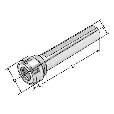 Цанговый патрон с цилиндрическим хвостовиком с лыской под цангу типа ER по DIN 6499 (ISO 15488) ER32-2/20-150 | Ø = 32