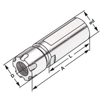 Цанговый патрон с цилиндрическим хвостовиком и мини-гайкой под цангу типа ER по DIN 6499 (ISO 15488) ER16-1/10-76,50