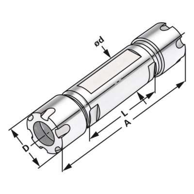 Двойной цанговый патрон с цилиндрическим хвостовиком и мини-гайкой под цангу типа ER по DIN 6499 (ISO 15488) ER16-1/10-123 | Ø = 20