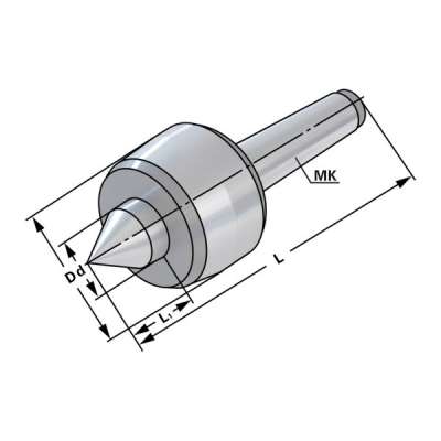 Центр токарный вращающийся MK 1 (центр при вершине 60°)