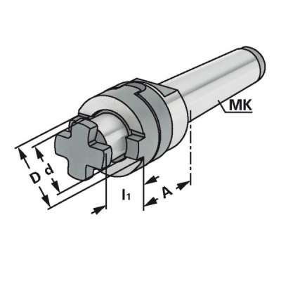 Оправка Combi (хвостовик MT 4-22-55 по DIN 228-1A) для установки торцевых фрез по DIN 6358