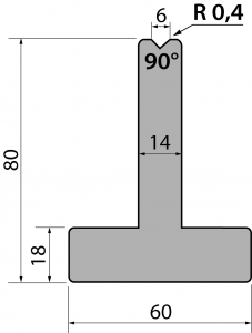 90°, H=80 mm