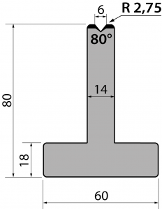 80°, H=80 mm