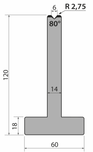 80°, H=120 mm