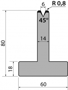 45°, H=80 mm