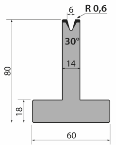 30°, H=80 mm