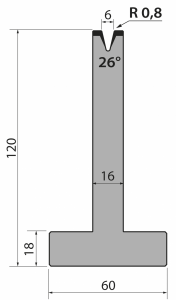 26°, H=120 mm